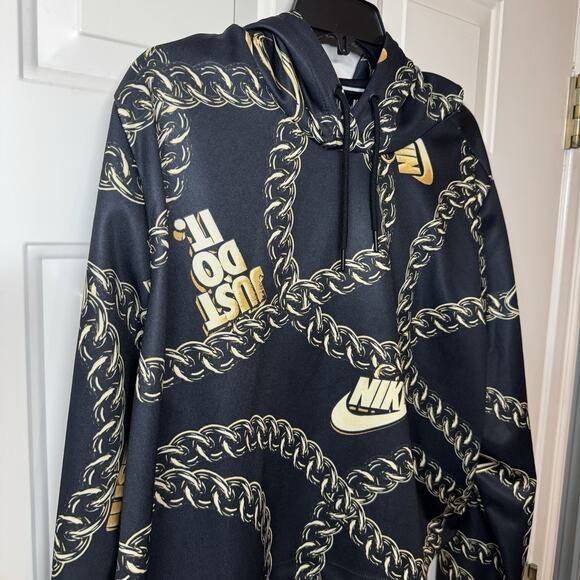 Nike Sportswear Icon Clash Chain Women Crop Top Hoodie Black Gold 2X - Picture 4 of 9